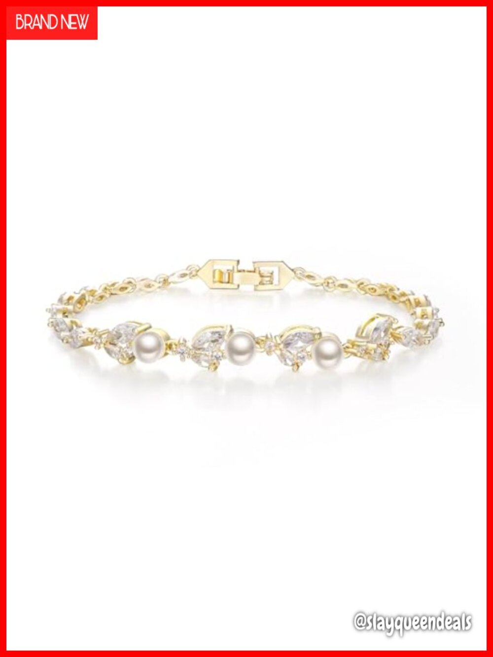 Cubic Zirconia Simulated Pearl Tennis Bracelet for Women